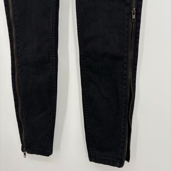 Free People Levon Skinny Jeans with Zipper Sides in Washed Black, Size 26, Punk - Picture 7 of 9